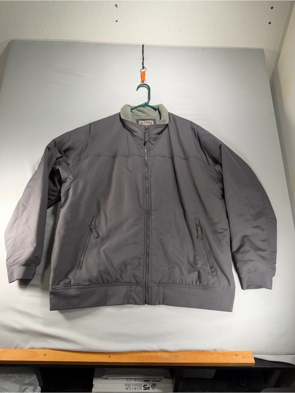 Duluth Trading Co Men 2XL Gray Grab Jacket Fleece Lined Full Zip Windbreaker